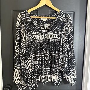 Ralph Lauren | Boho Peasant Tribal Print Blouse Small